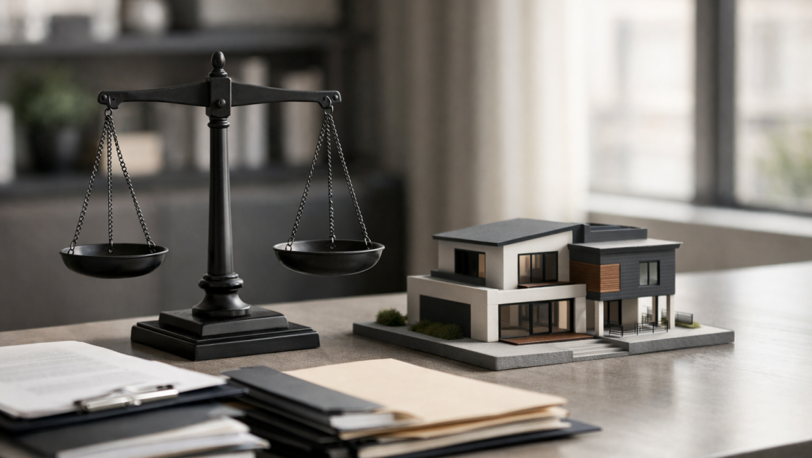 balance de justice et maison illustration discrimination immobilière