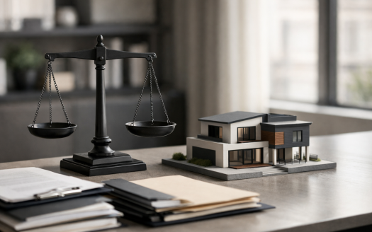 balance de justice et maison illustration discrimination immobilière